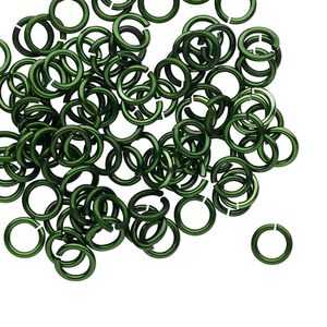 Jump ring, anodized tempered aluminum, dark green, 6mm round, 4.2mm inside diameter, 18 gauge. Sold per pkg of 100.
