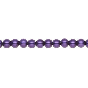 Pearl 2pk purple, Celestial Crystal® 4mm round 15.5-16 inch
