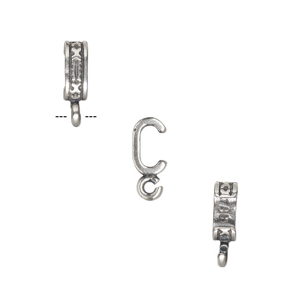 Component, JBB Findings, antique silver-plated brass, 7x3mm fancy rondelle with open loop, 5x2mm inside diameter. Sold per pkg of 2. image number 0