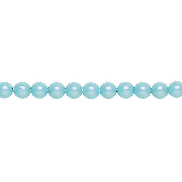 Pearl 100pk iridescent light turquoise, Crystal Passions® 4mm round 5810 image number 0
