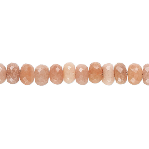 Bead 1pkg1 peach aventurine, 6x3mm-7x5mm hand-cut faceted rondelle B grade, 14 inch natural image number 0