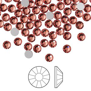 Flat back 1440pk rose peach foil back, Preciosa VIVA 12® Czech crystal rhinestone 3.8-4mm chaton rose round SS16