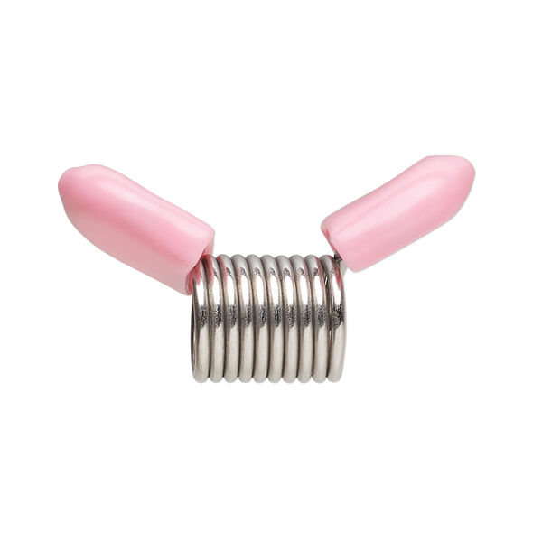 Beading supply, Beadalon® Bead Stopper™, stainless steel and rubber, pink, 12mm. Sold per pkg of 4. image number 0