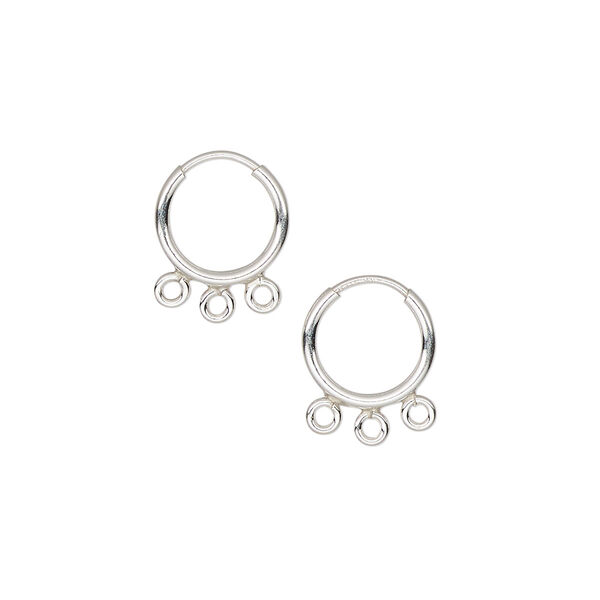 Earring hoop 1pkg2 sterling silver, 10mm / endless / 3 closed bottom loop, 21 gauge 1 pair image number 0