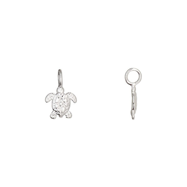 Charm 1pkg1 sterling silver 8x7.5mm turtle perpendicular loop image number 0