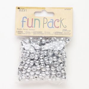 Acrylic 1pkg250, crow bead silver 9x6mm