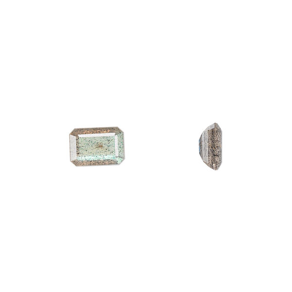 Gem, labradorite (natural), 7x5mm faceted emerald-cut, A- grade, Mohs hardness 6 to 6-1/2. Sold individually. image number 0