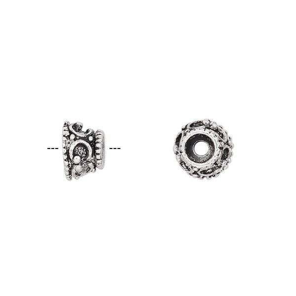 Bead, antiqued "pewter" (zinc-based alloy), 9x6mm fancy cone. Sold per pkg of 12. image number 0