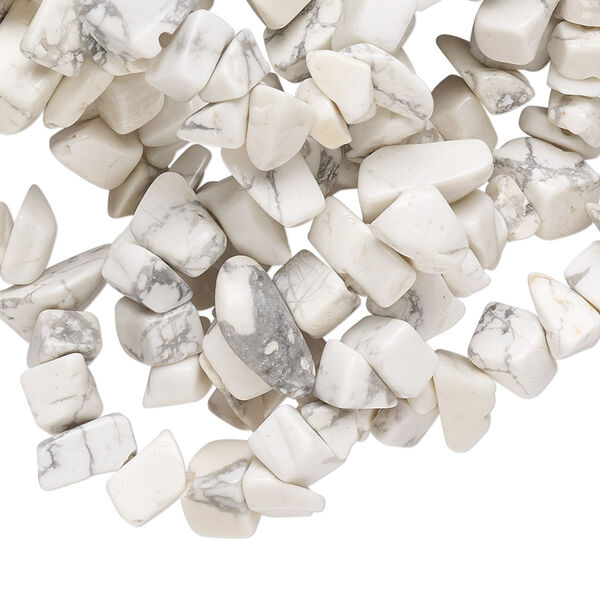 Bead, white howlite (natural), pkg/34 inches, medium chip. image number 0