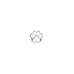 Charm, sterling silver, 8x7mm single-sided open paw print. Sold individually.