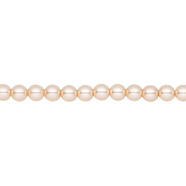 Pearl 600pk peach, Preciosa Czech crystal 4mm round image number 0