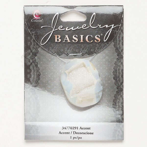 Focal 1pkg1, "druzy" glass, clear AB, 35x24mm-39x29mm top-drilled oval. image number 0