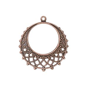 Drop, antique copper-plated brass, 25mm filigree round. Sold per pkg of 10.