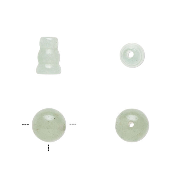Bead 1pkg2 green aventurine, 8mm T-drilled round / 8x5mm-9x6mm B grade, set of 2 natural image number 0