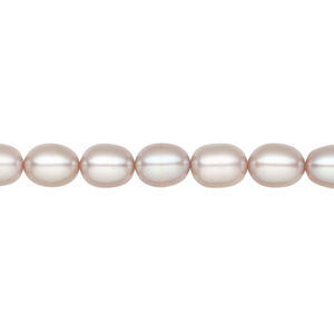 Freshwater pearl 1pkg1 rice, 15.5-16 inch light lavender peacock 5-6mm cultured