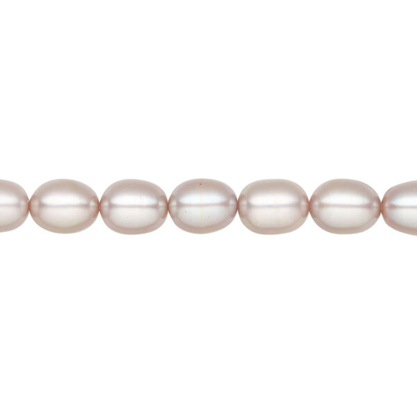 Freshwater pearl 1pkg1 rice, 15.5-16 inch light lavender peacock 5-6mm cultured image number 0