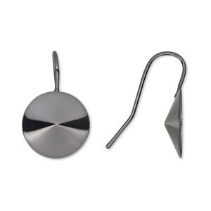 Ear wire 1pkg10 Almost Instant Jewelry®, 21mm / 14mm rivoli glue-in setting, 18-20 gauge gunmetal-finished brass 5 pair