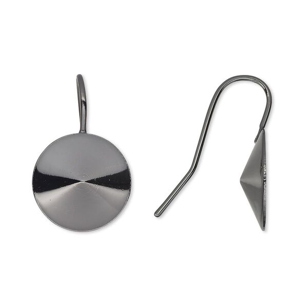 Ear wire 1pkg10 Almost Instant Jewelry®, 21mm / 14mm rivoli glue-in setting, 18-20 gauge gunmetal-finished brass 5 pair image number 0