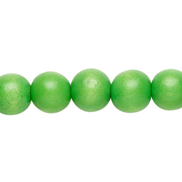 Bead, Taiwanese cheesewood (dyed / waxed), kelly green, 9-10mm round. Sold per pkg of (2) 15-1/2" to 16" strands. image number 0