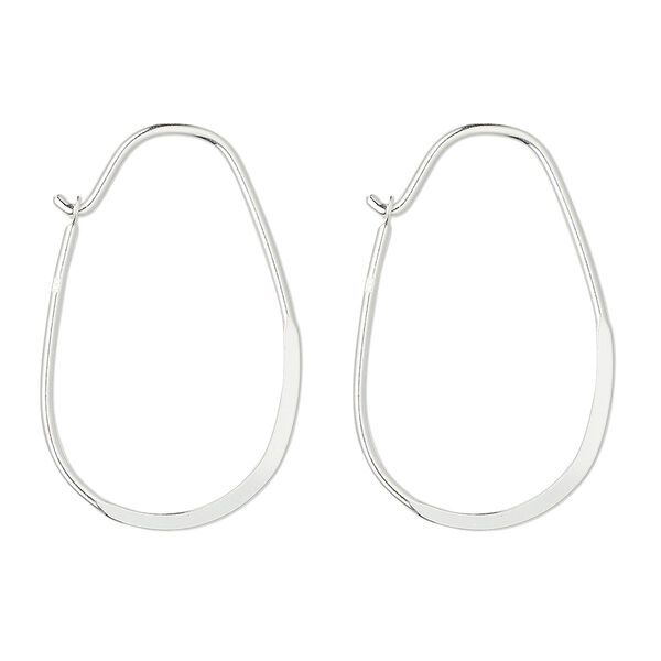 Earring, sterling silver, 31mm flat wire oval hoop. Sold per pkg of 5 pairs. image number 0