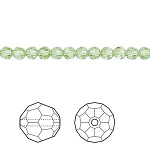 Bead 144pk peridot, Crystal Passions® 4mm round 5000
