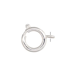 Springring 1pkg10 silver-plated, 12mm, brass clasp 1-strand