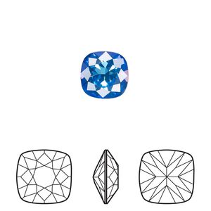 Fancy stone 6pk crystal royal blue DeLite, Crystal Passions® 10mm cushion 4470
