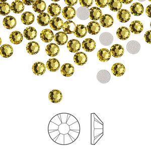 Flat back 1440pk acid yellow foil back, Preciosa MAXIMA Czech crystal hotfix rhinestone 3.8-4mm chaton rose round SS16