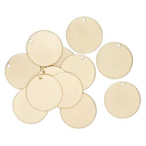 Focal, antique gold-finished "pewter" (zinc-based alloy), 32mm scalloped round. Sold per pkg of 12.