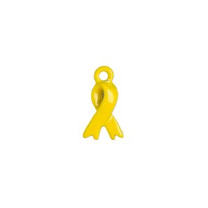 Charm, enamel and pewter (tin-based alloy), yellow, 10.5x7mm 3D awareness ribbon. Sold per pkg of 2.