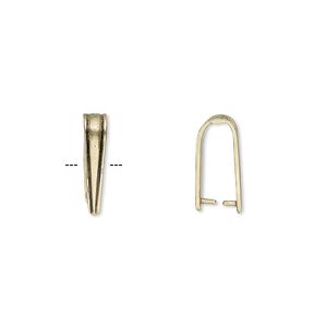 Bail, ice-pick, antiqued brass, 13.5x3mm triangle, 10mm grip length. Sold per pkg of 2.