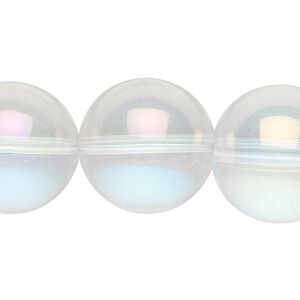 Bead, glass, clear AB, 20mm round. Sold per 15-1/2" to 16" strand.