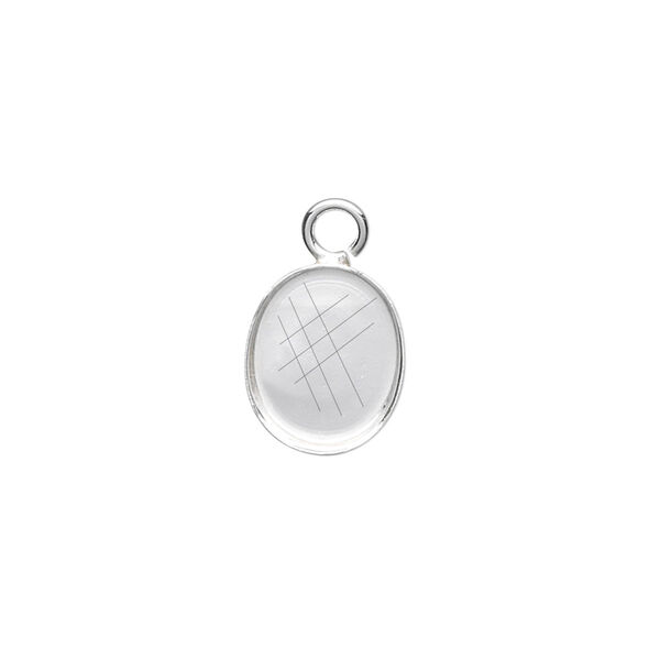 Drop, fine silver, 12x10mm oval bezel cup setting with open loop. Sold per pkg of 2. image number 0