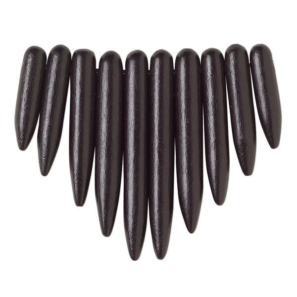Focal, Taiwanese cheesewood (dyed / waxed), black, 20x5mm-41x5mm graduated fan spike. Sold per 10-piece set. image number 0
