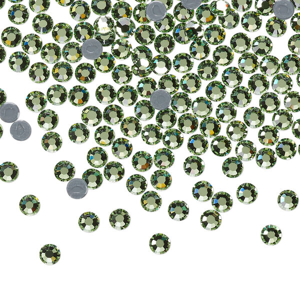 Flat back, Dance With Me™ crystal hotfix rhinestone, peridot, foil back, 3-3.2mm rose, SS12. Sold per pkg of 144 (1 gross). image number 0