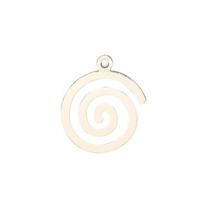 Drop, gold-finished steel, 18mm two-sided swirl. Sold per pkg of 10.