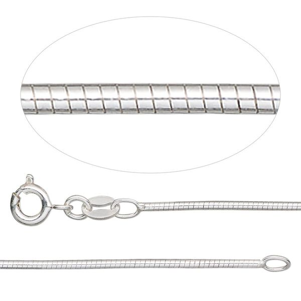 Chain, Gossamer™, sterling silver, 1.2mm omega, 16 inches with springring clasp. Sold individually. image number 0