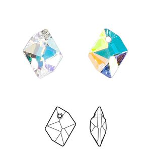 Drop 144pk crystal AB, Swarovski® 14x11mm pendant cosmic 6680