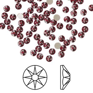 Flat back 1440pk Siam foil back, Swarovski® 3-3.2mm rose round SS12 2088