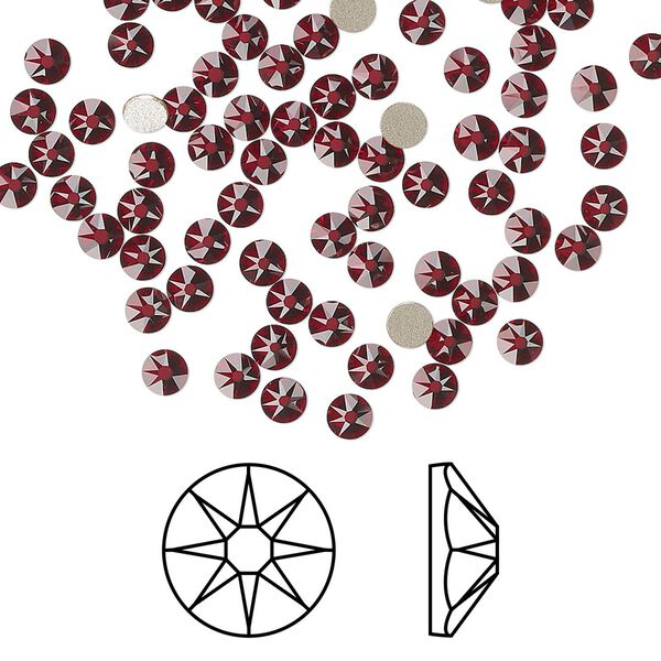 Flat back 1440pk Siam foil back, Swarovski® 3-3.2mm rose round SS12 2088 image number 0
