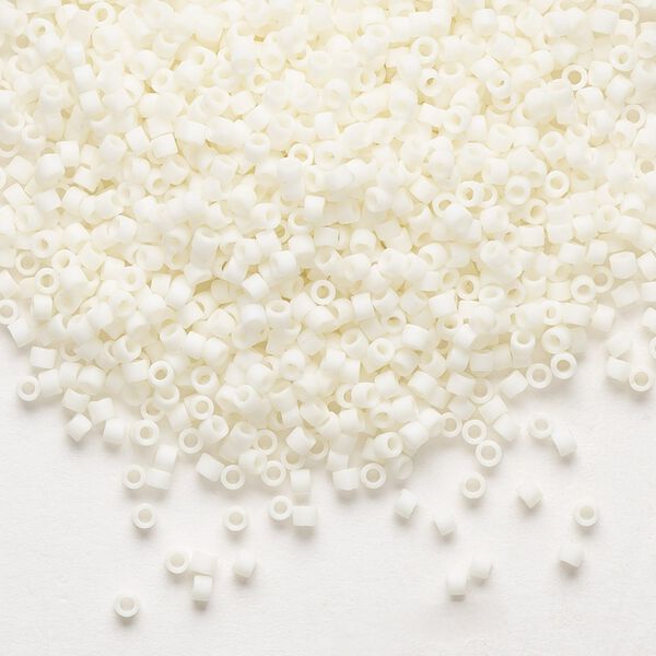 Seed bead, Delica®, glass, pkg/50g, #11 round, opaque matte glazed luster cream (DB-0352). image number 0
