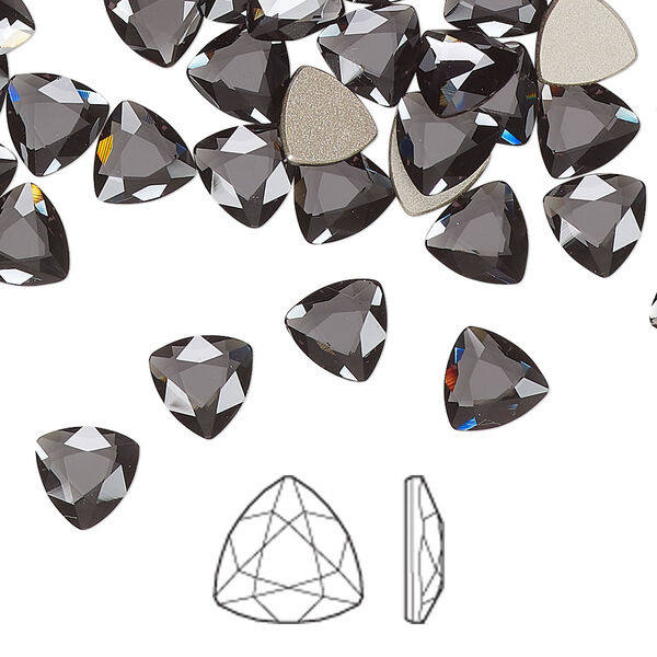 Flat back 6pk graphite foil back, Crystal Passions® 7mm trilliant 2472 image number 0