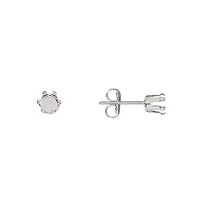 Earstud 1pkg4 Snap-Tite® sterling silver, 4mm round 6-prong setting / earnuts, 2 pair