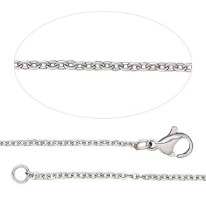 Chain 1pkg1 cable, 1.6mm / lobster claw clasp, stainless steel 18 & 20 inch