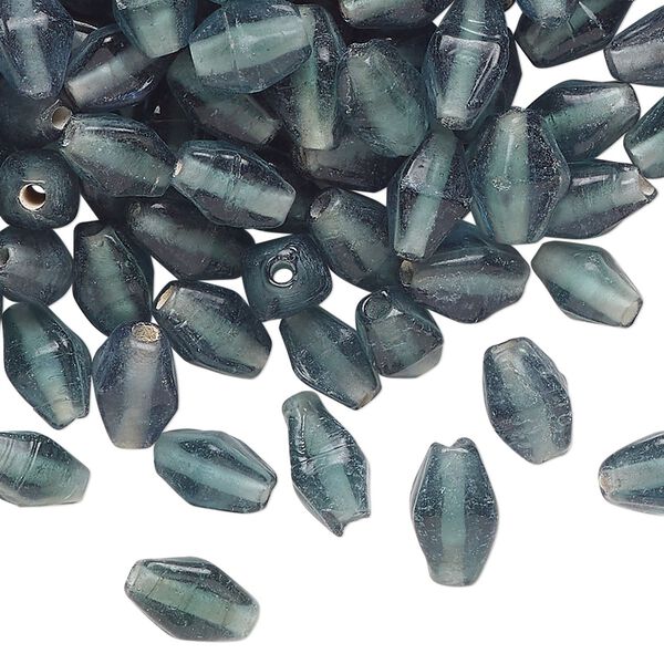 Bead, lampworked glass, translucent steel blue, 9x7mm double cone. Sold per 2-ounce pkg, approximately 180 beads. image number 0