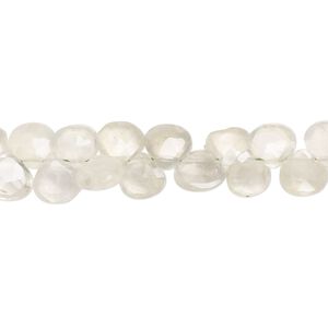 Prehnite 1pkg1, hand-cut top-drilled faceted puffed teardrop bead natural 7 inch 6-7mm