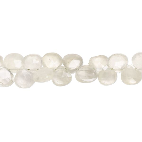 Prehnite 1pkg1, hand-cut top-drilled faceted puffed teardrop bead natural 7 inch 6-7mm image number 0