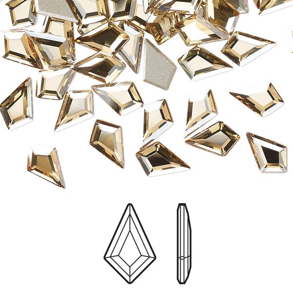 Flat back 6pk crystal golden shadow foil back, Crystal Passions® 8.6x5.6mm kite 2771 image number 0