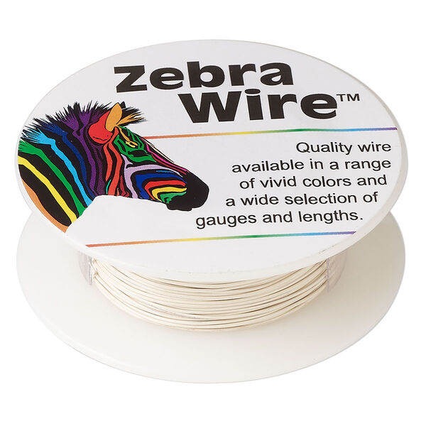 Wire, Zebra Wire™, color-coated copper, cream, round, 24 gauge. Sold per 20-yard spool. image number 0