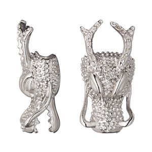 Cord end, glue-in, stainless steel, 30x15mm dragon head, 12.5x3.5mm inside diameter. Sold individually.